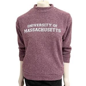 WOOLLY THREADS University of Massachusetts Loopy Knit Mock Neck Sweater SZ XS